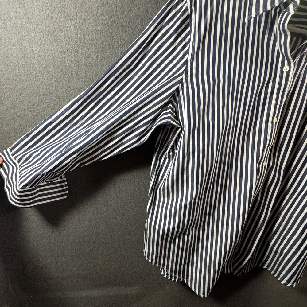 Ralph Lauren Navy and White Striped Button Down Shirt - Picture 5 of 6